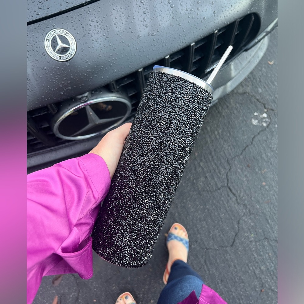 THE BACK IN BLACK BLING 30 oz DOUBLE CHUNKY BLING TUMBLER INSULATED HOT COLD BEV